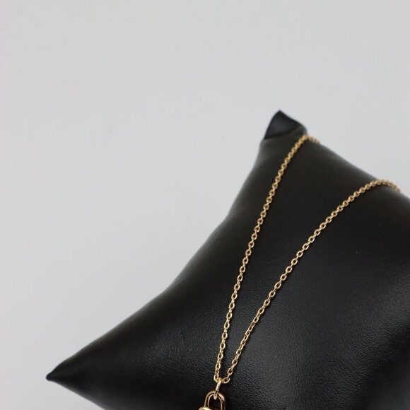 Rose Gold Plated Lock Pendant Necklace with Crystal Detail, XPNL0312 - Picture 3 of 13